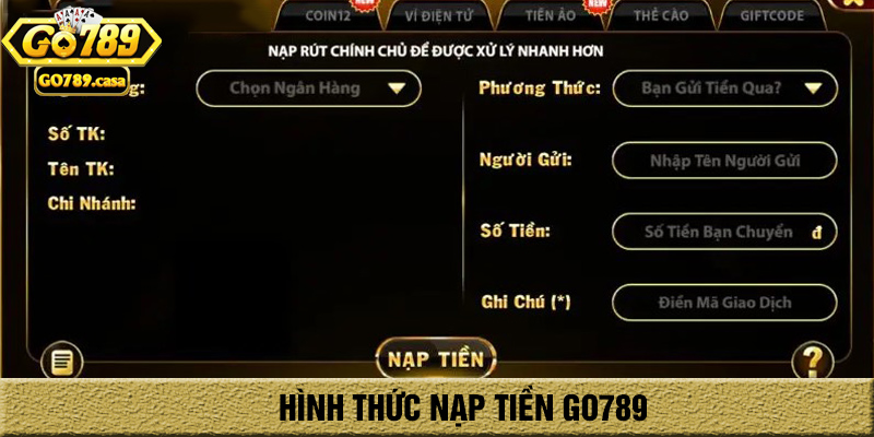 các hình thức nạp tiền go789